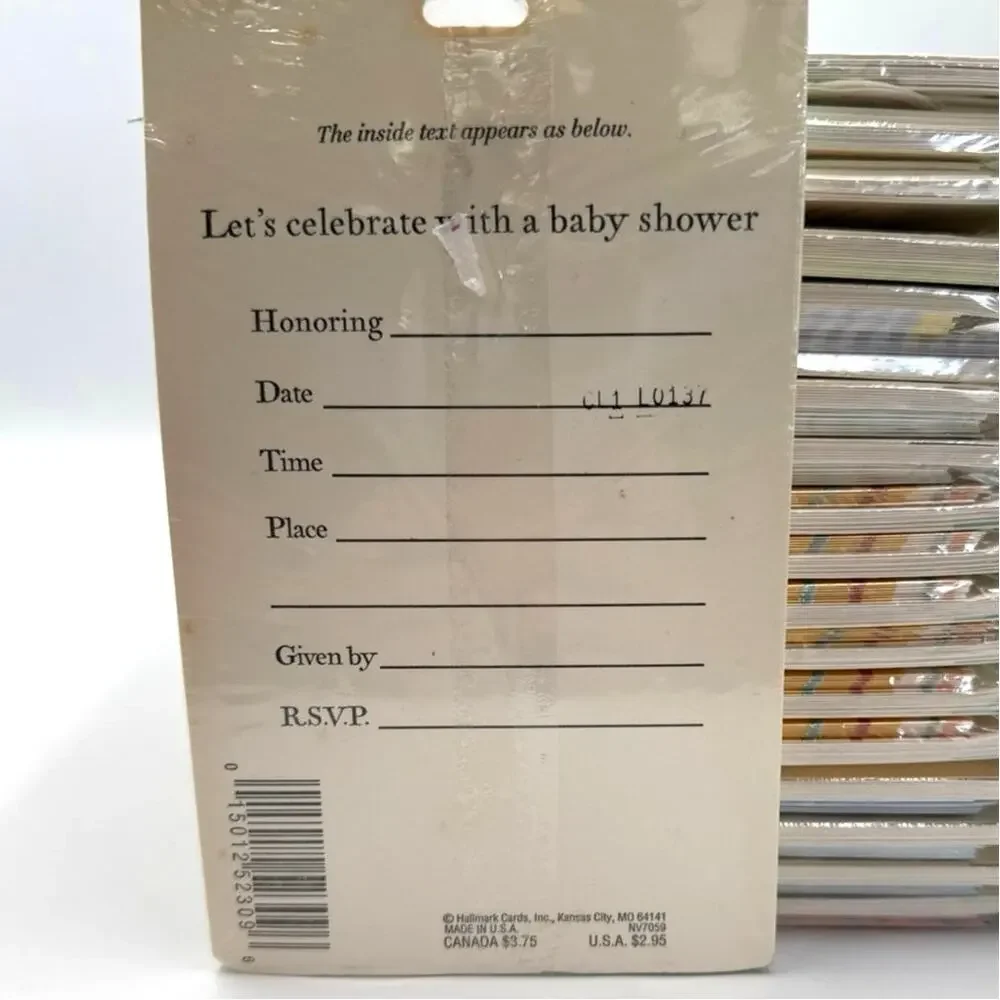 VTG Hallmark Baby Shower Invitations 8 Pack NOS 90s Classic Storybook Teddy Bear